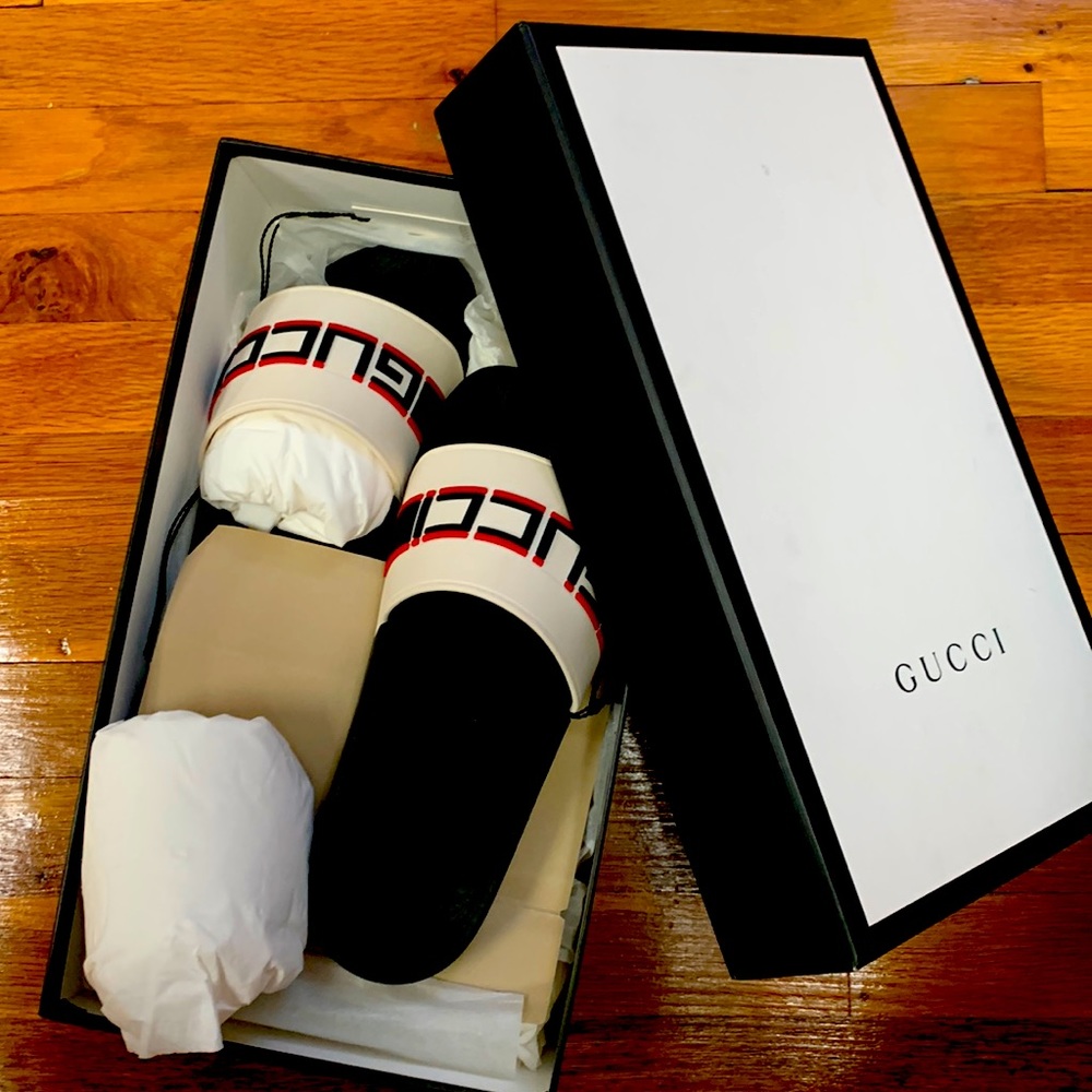 Gucci stripe slide white